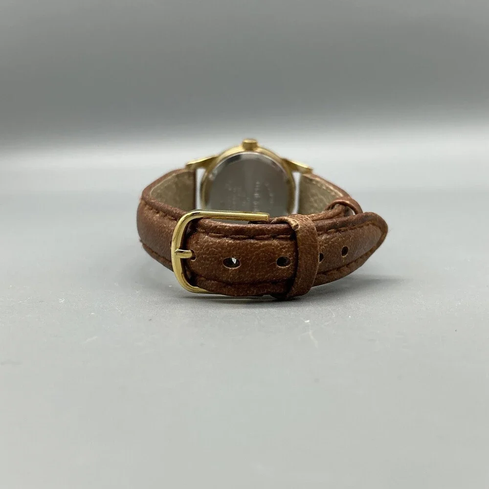 Watch-it! Womens Watch 24mm Cream Dial Gold Tone Brown Leather New Battery